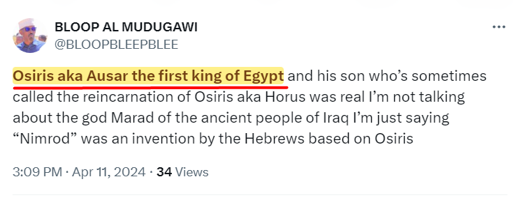 dippydappyduck's tweet image. I have provided evidence of the historicity of En-Marad and Nimrod, and evidence that the two were one an the same.

Where is your evidence of the historicity of Ausar as the first actual and human king of Kemet?

#NonExistent