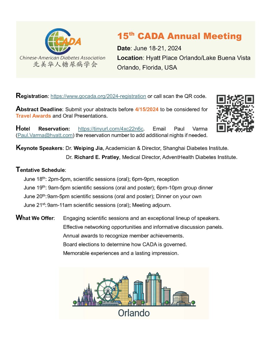 Please register for 15th CADA annual meeting. Deadline is April 15th, 2024.