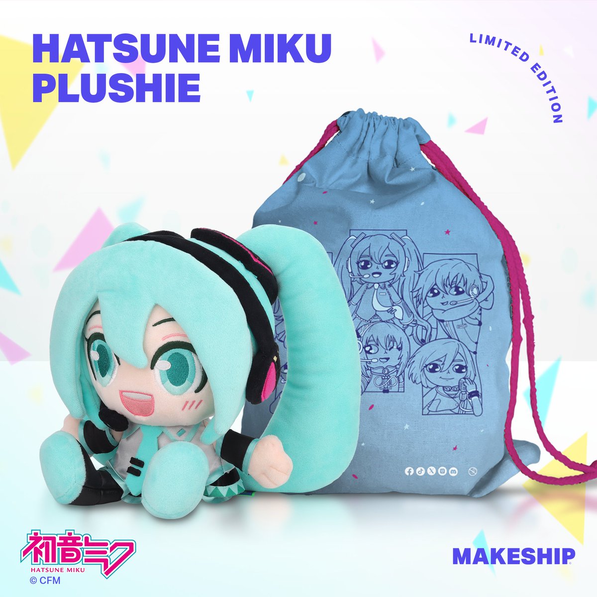 Makeship's tweet photo. ～Hatsune Miku × Makeship～

The ✨Hatsune Miku Plush✨ is here! She even comes with her very own branded bag! 
#HatsuneMiku 
@mikuexpo @cfm_miku_en https://t.co/9ydylh5RyO