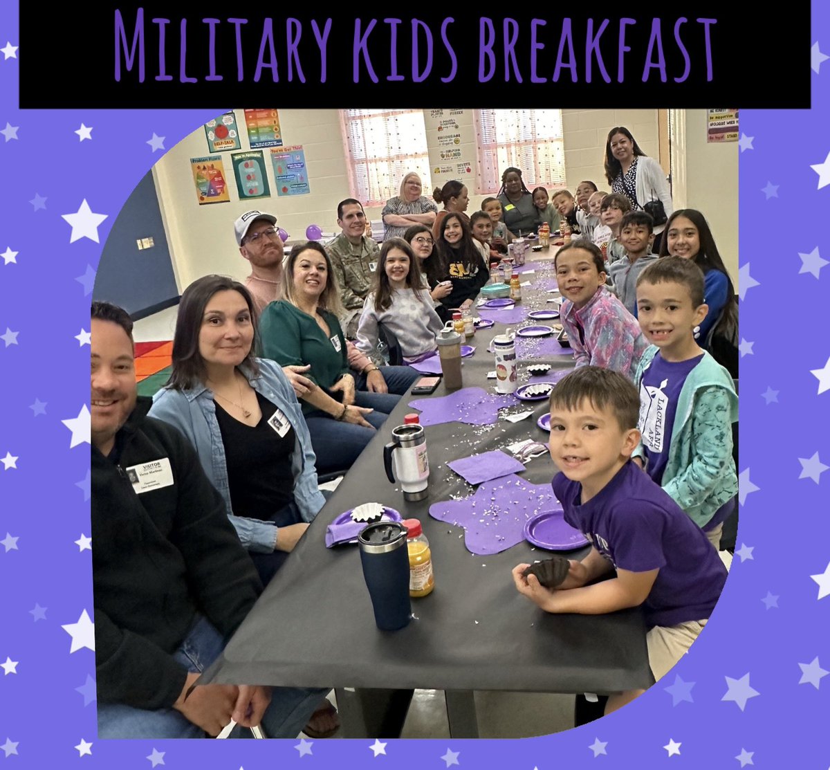 💜 Military Kids Breakfast 💜 
This month we recognize all of our little heroes for their sacrifices & service! @Ms_Moore_Cares @LieckCounseling @NISDLieck @NISDCounseling @NISD @MilitaryChild #MonthoftheMilitaryChild