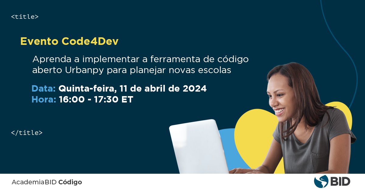 Procurando melhorar o planejamento educacional em ambientes urbanos? Participe do nosso webinar hoje, às 17:00 (de Brasília), e veja como o UrbanPy pode estimar lacunas na infraestrutura educacional e identificar as melhores localizações para novas escolas bit.ly/4arRemp