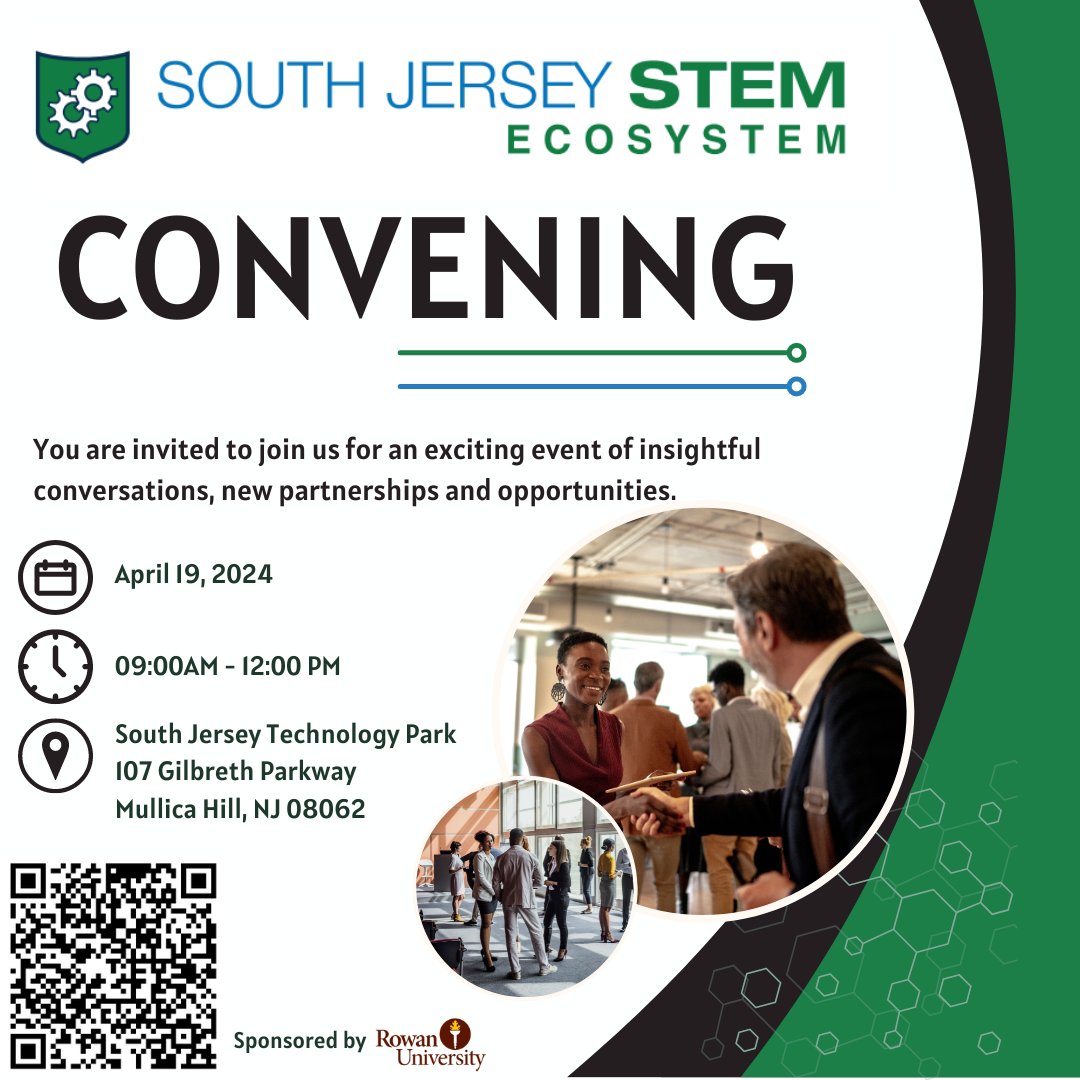 Calling all #SouthJersey STEM Stakeholders! Join the @SouthJerseySTEM Ecosystem's convening on April 19 at South Jersey Technology Park to network and learn how you can make an impact on STEM in your community! @NewJerseyDOE @Mbspeak @RowanUniversity @njsba @NJPSA @NJEA @NJTEEA