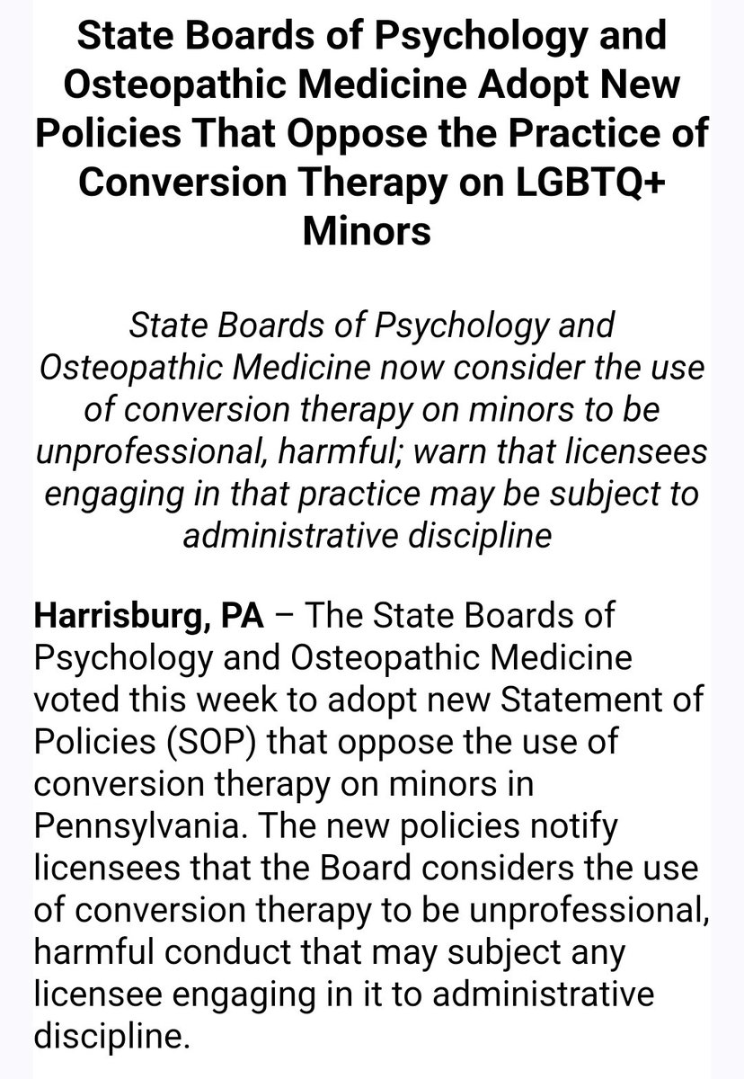 Inbox: State licensed psychologists and doctors of osteopathic medicine may be subject to discipline if they conduct conversion therapy on LGBTQ minors, the Shapiro administration announced this morning.