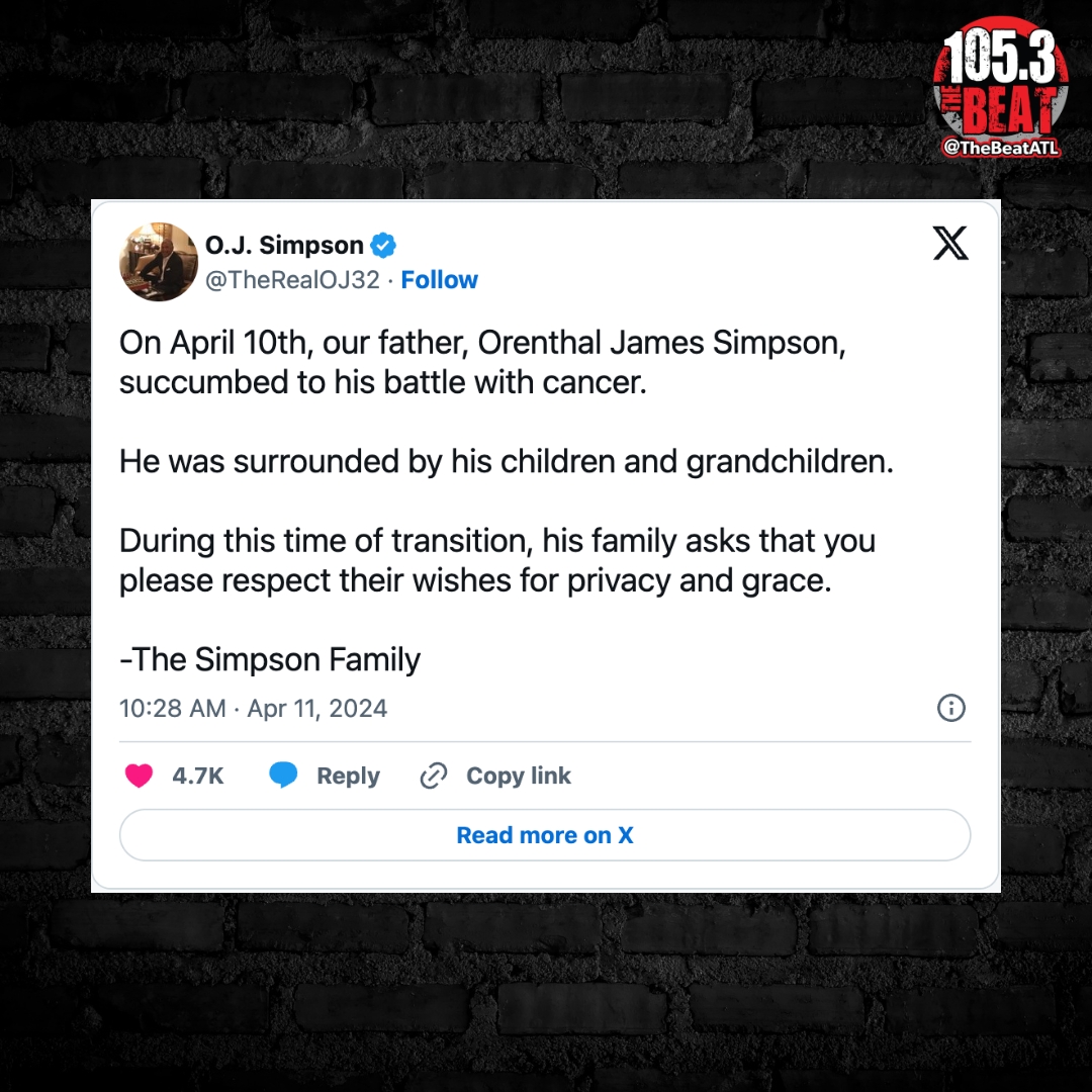 Pro Football Hall of Famer O.J. Simpson has died at the age of 76, his family announced in a statement. via @thebeatatl on @iheartradio. power961.iheart.com/content/2024-0…