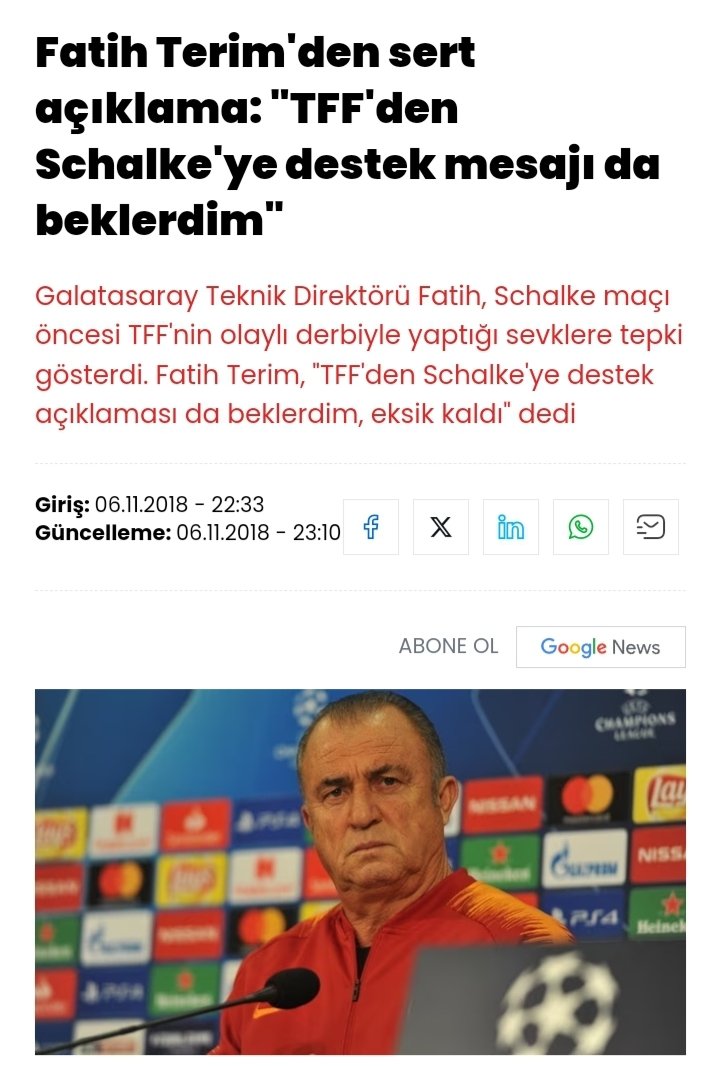 BİLGİ | Tarihte Avrupa'da çıkacağı maç öncesi PFDK'dan aldığı ceza açıklanan ilk Türk kulübü Galatasaray'dır.

✅ 2018 - Schalke maçı öncesi 
✅ 2021 - Randers maçı öncesi