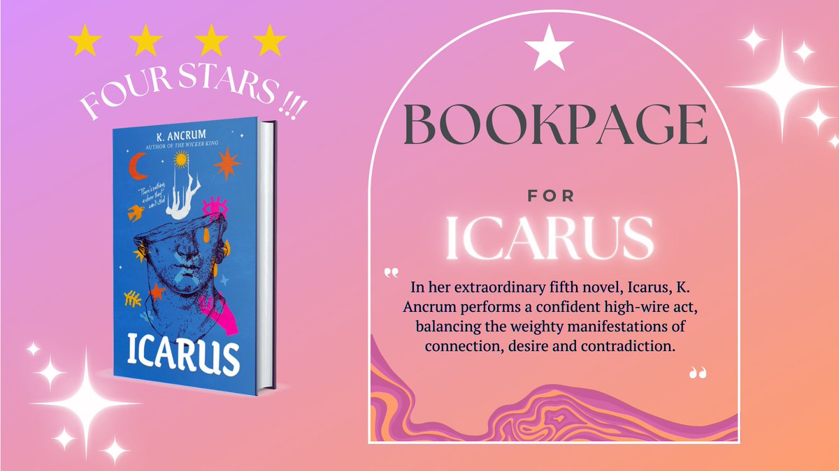 I did not expect to wake up to this yesterday, but ICARUS has earned a FOURTH (?!) star! Thank you so much Bookpage and @marielfechik This has truly been such an extraordinary few weeks! bookpage.com/reviews/icarus…