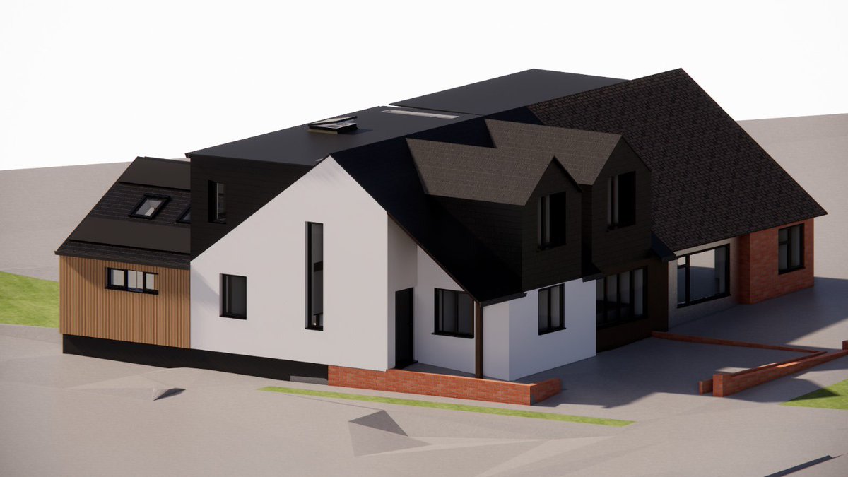 adpracticeltd's tweet photo. We were recently granted planning permission for this #enerphit extensions and alterations project to a semi detached bungalow in #harpenden. It’s out to tender at the moment which is very exciting! #retrofit #familyhome #bungalow #modern #contemporary #sustainablearchitecture https://t.co/9IWZwzP3Xy