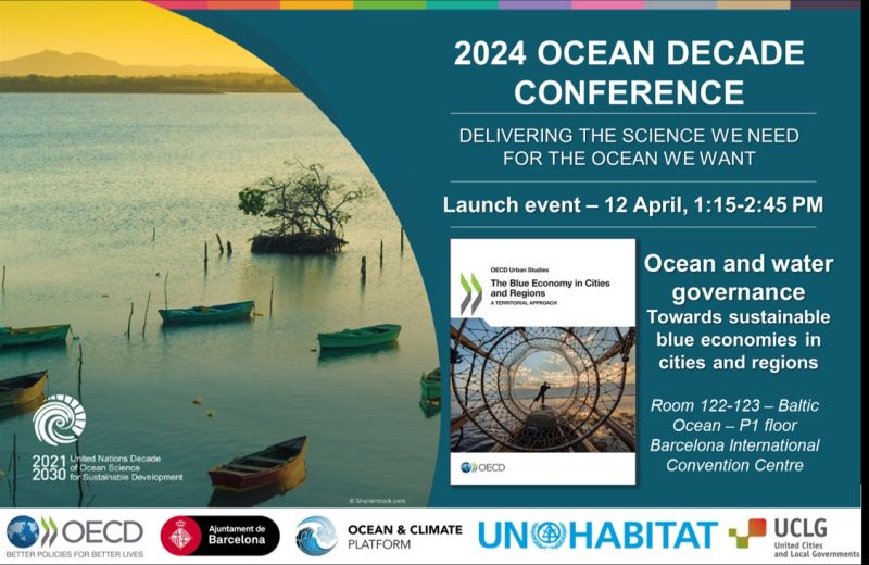 [#OceanDecade24] Tomorrow, join the event '#Ocean🌊 & Water💧Governance' for the launch of the @OECD report 'The #BlueEconomy in Cities & Regions'! 📍 CCIB - Baltic Ocean📆 12 April⏱️ 1.15 PM @ocean_climate #SEATIES @uclg_org @UNHABITAT 💻Info: oceandecade-conference.com/on-site-satell…