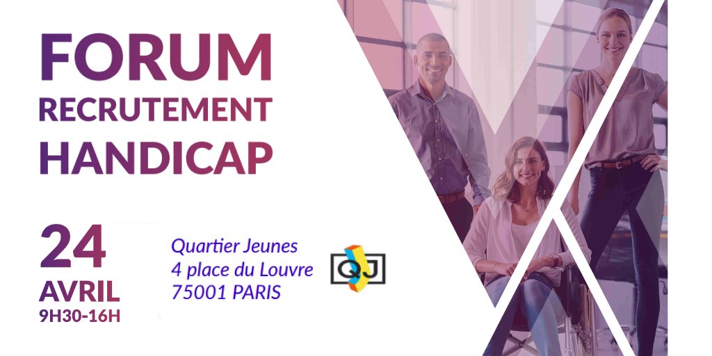 🧠📢[FORUM #RECRUTEMENT #HANDICAP] Dédié aux personnes à la recherche d'un emploi, d'une formation ou d'un contrat d'alternance dans le secteur de l'assurance 📆Mer 24 avr, 9h30-16h, QJ Paris ▶️ow.ly/Zble50Raj81 @FTravail_IDF @Paris @IfpassFR @handicap_paris