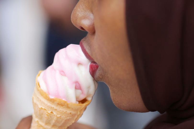 An ice cream in Kampala, Oct. 2018 by one of my friends from Comoros. Her lower lip seems to be part of the ice cream. Photo by @TimKalyegira