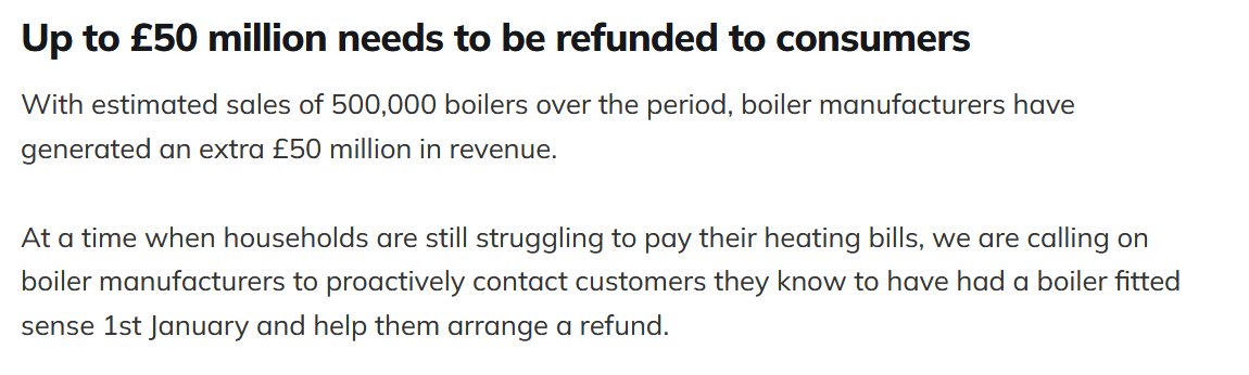 Wow... remember the 'boiler tax scam' invented by boiler manufacturers in response to the clean heat market mechanism? @warmurhome & @theheatinghub estimate £50 million needs to be returned to consumers following this price gouging! blog.warmur.co.uk/boiler-tax-bac…