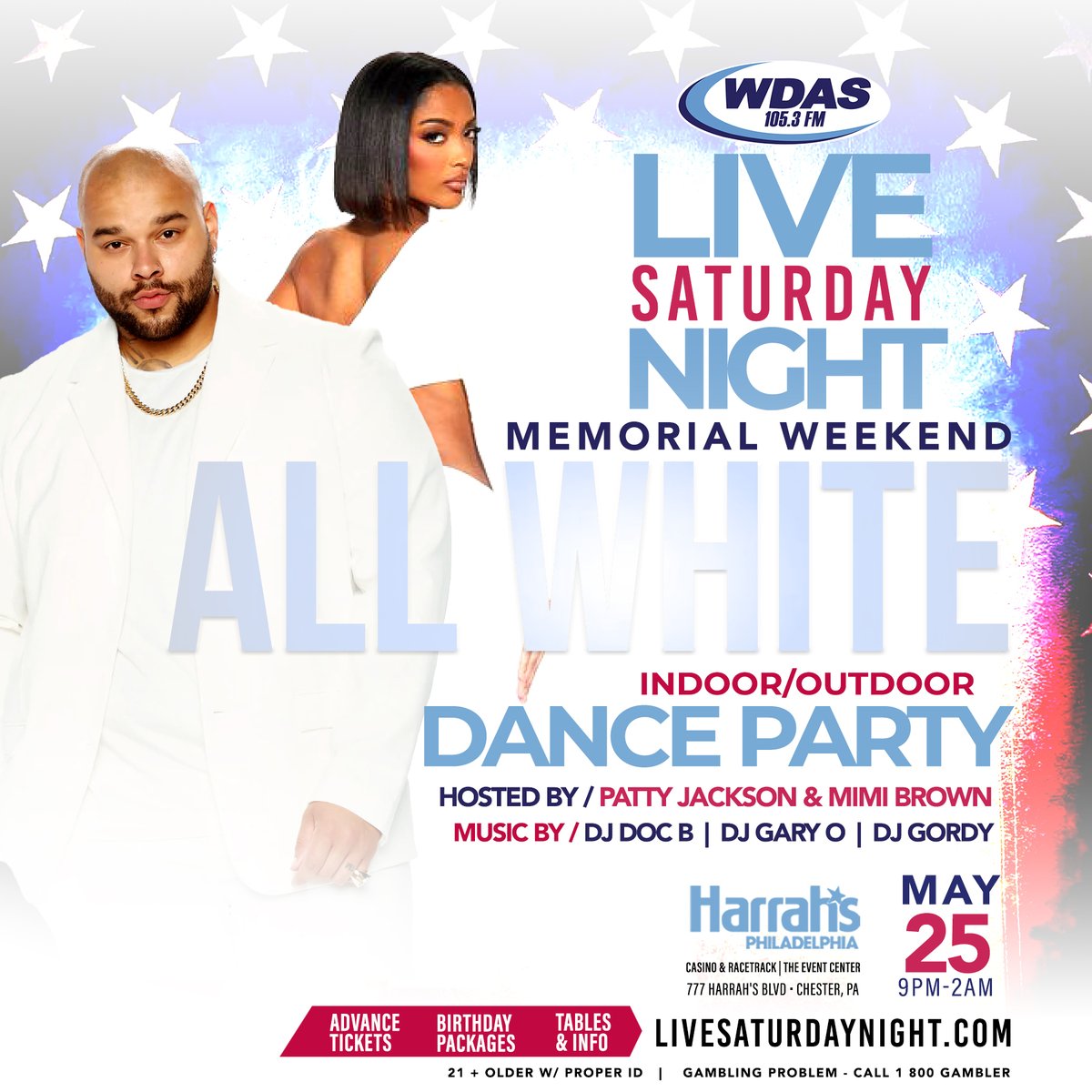 Get ready! I'm about to rock out with @MsPattyJackson on @wdasfm ! 🎶🔥 Join us right now at wdasfm.iheart.com/?pname=www.wda…. We're gearing up for Live Saturday Night Dance Party at Harrah's Casino in Chester Saturday May 25th 💃🕺 Grab your tickets now at livesaturdaynight.com