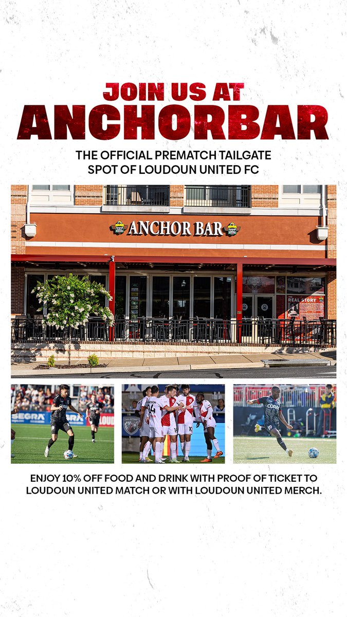 The place to be for all LUFC home match tailgates is @AnchorBarNoVA ‼️ Great food and drinks 🍔🍻 Good vibes 🤙 Family friendly atmosphere ✅