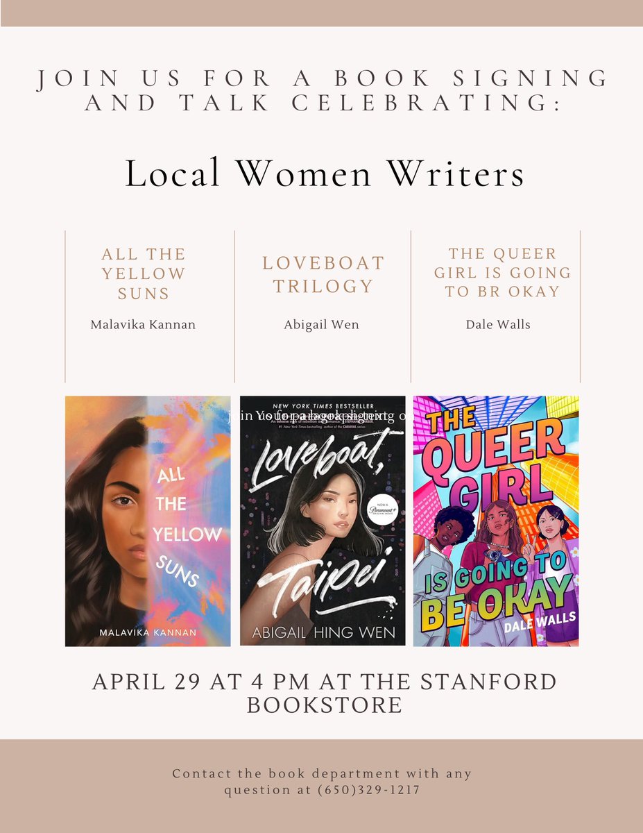 I’ll also be at Stanford Book Store April 29 4p. @Stanford Come join me, @dalewallsauthor and Malavika Kannan. #booktok #authorlife #bookevent