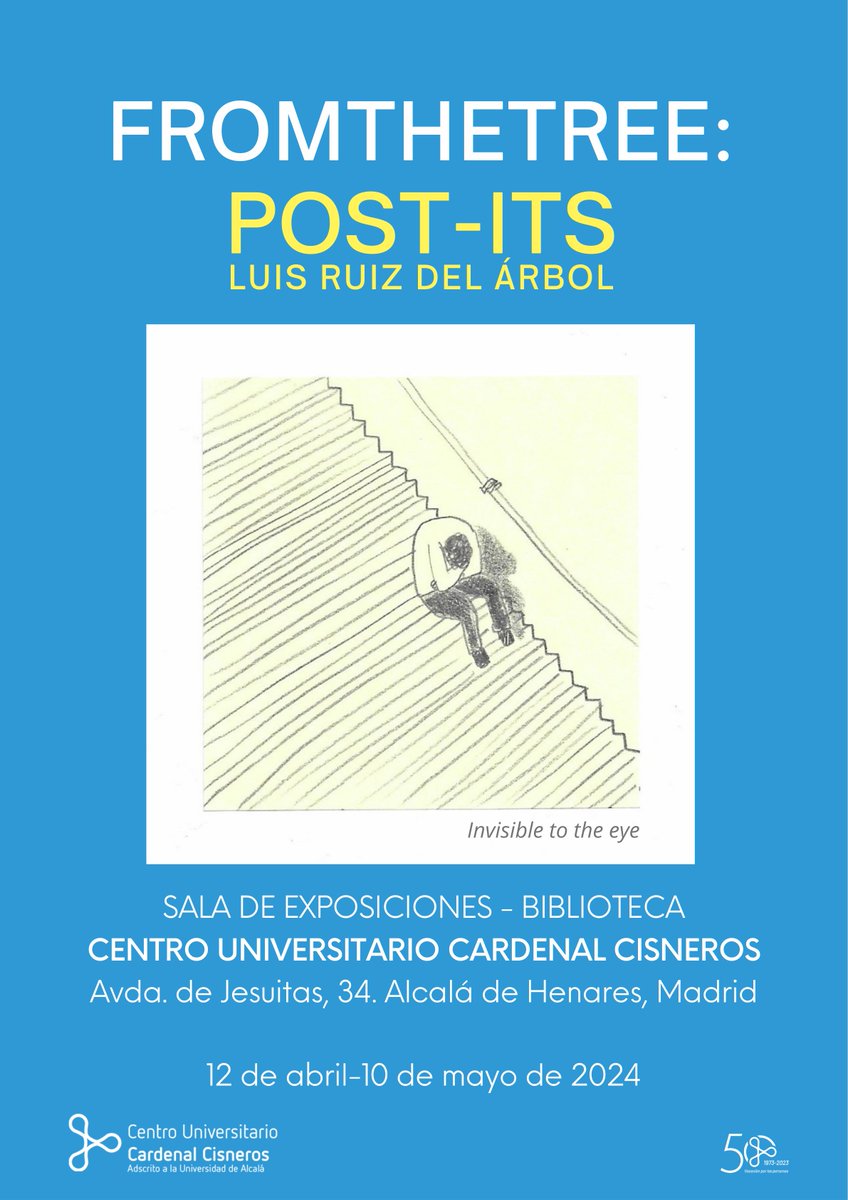 EXPOSICIONES. Hasta el 10 de mayo, el Centro Universitario Cardenal Cisneros de Alcalá de Henares presenta la muestra "FROMTHETREE: POST-ITS", de Luis Ruiz del Árbol. Se compone de 14 obras realizadas en post-its, que se completará con las que realicen los visitantes