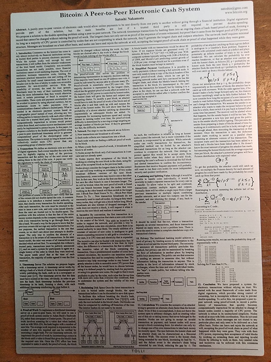 My #Bitcoin White Paper arrived today. It's embossed onto a sheet of aluminum.