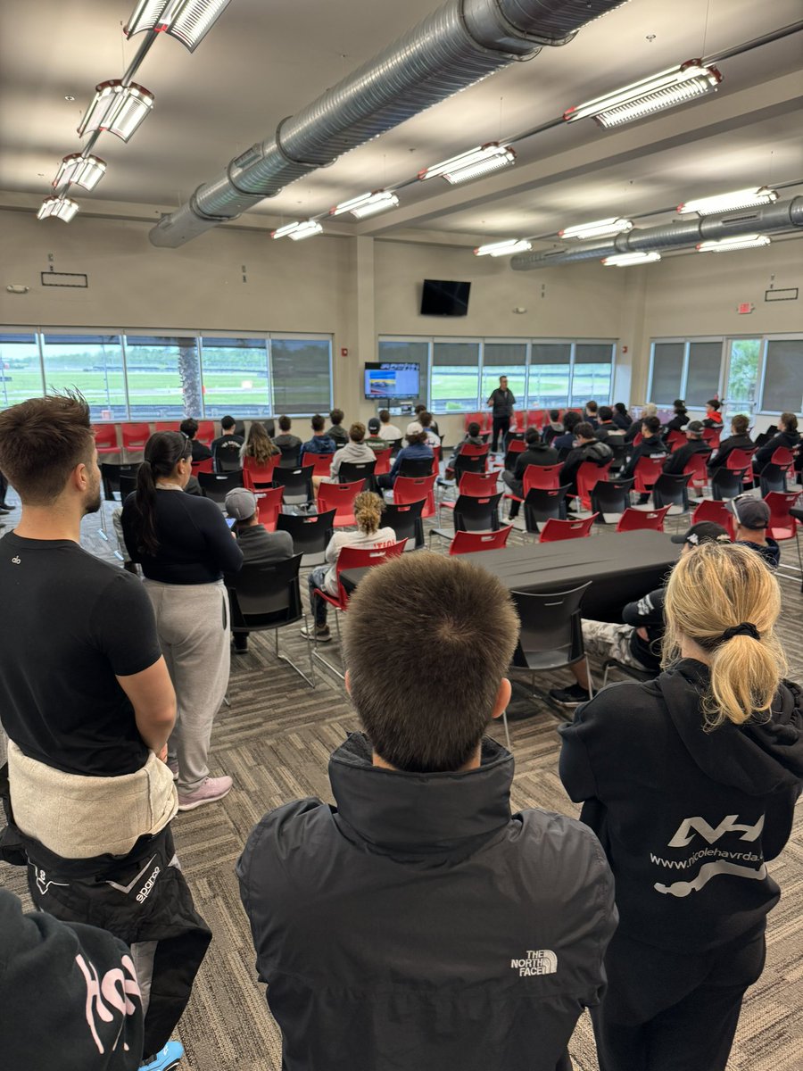 ✅ first drivers meeting of the year! Yesterday’s rain has cleared out & we’re ready to get cars on track. A full day of testing is on tap today at @NOLAMotorsports.