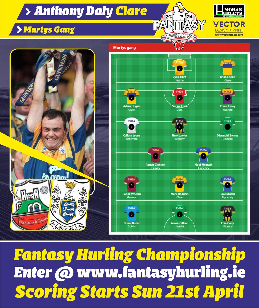 🌟📢ANNOUNCEMENT📢🌟 STRAIGHT OUT OF THE BLOCKS! @GaaClare & @ClarecastleGAA Legend @DaloAnto has his first draft in! 💪Can you beat his effort? ONLY 1 WEEK TO GO! 📲 Enter @ championship.fantasyhurling.ie