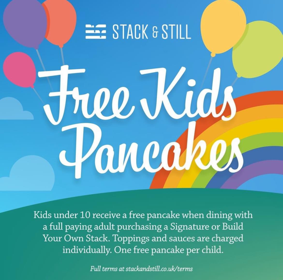 Still soaking up the last moments of the Easter holidays? Feeling a bit stuck on ideas to entertain the little ones? @stackandstill are offering free kids pancakes when dining with a full paying adult! 🥞✨