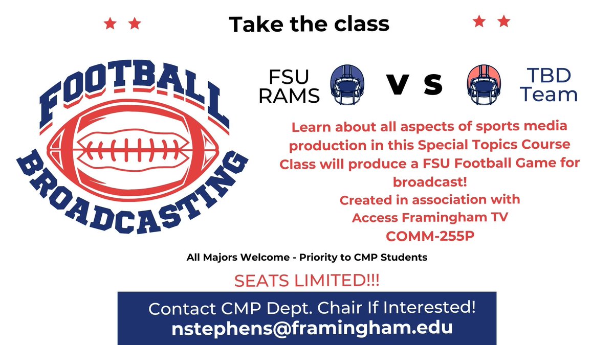 CommartsFsu's tweet image. Enroll in a Sports Media Production class this fall within the Communication Media and Performance department at Framingham State University. #SportsProduction #CMP #CommunicationArts