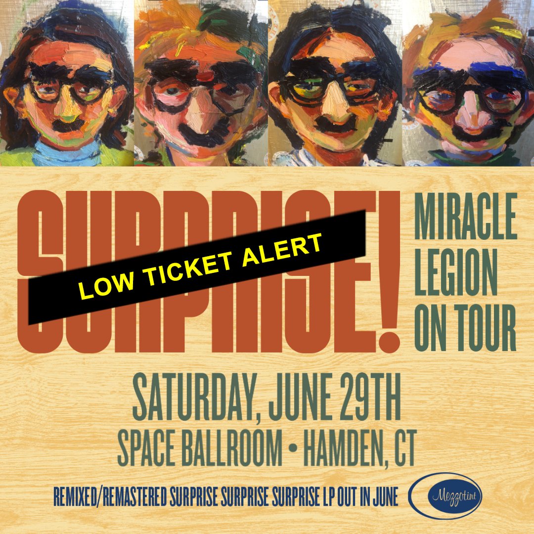mezzotintlabel's tweet photo. LOW TICKET ALERT!!! Tickets are nearly gone for MIRACLE LEGION's June 29 Hamden, CT show @spaceballroom Get your tickets now at https://t.co/oHFL8ePDcK https://t.co/VOsBr10mYF