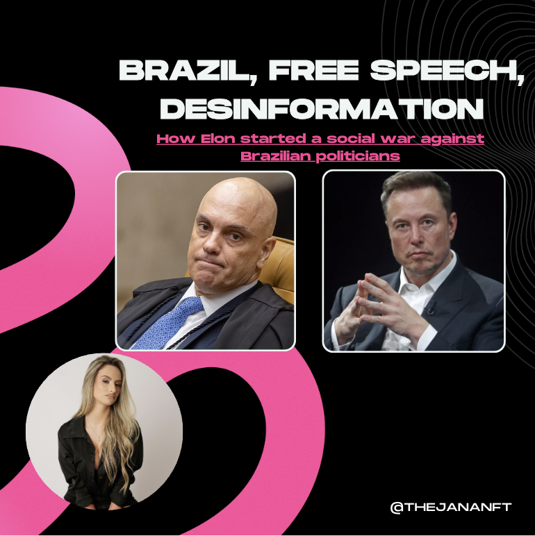 BRAZIL 🇧🇷 x ELON I've always avoided from mentioning Brazil's political landscape here, but recent news surrounding Elon Musk and Brazil warrants the attention of us all. Especially as Web3 guys, we seek decentralization and freedom as much as we can, so here is what's…