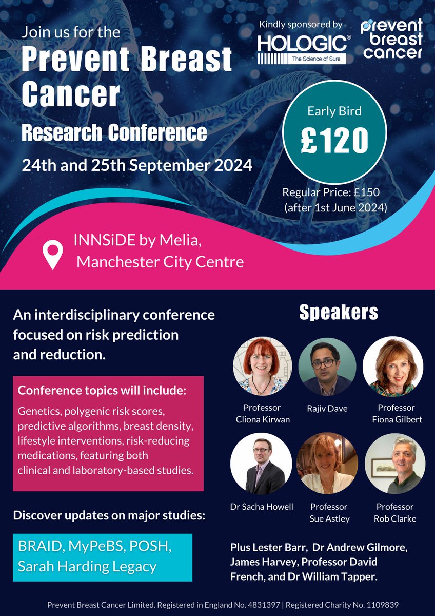 Come along to Prevent Breast Cancer's Research Conference and hear from leading clinicians and scientists who are working tirelessly to prevent the disease. Find out more and grab your early-bird tickets here 👉 loom.ly/WE_IlMk #breastcancer #research #healthcare
