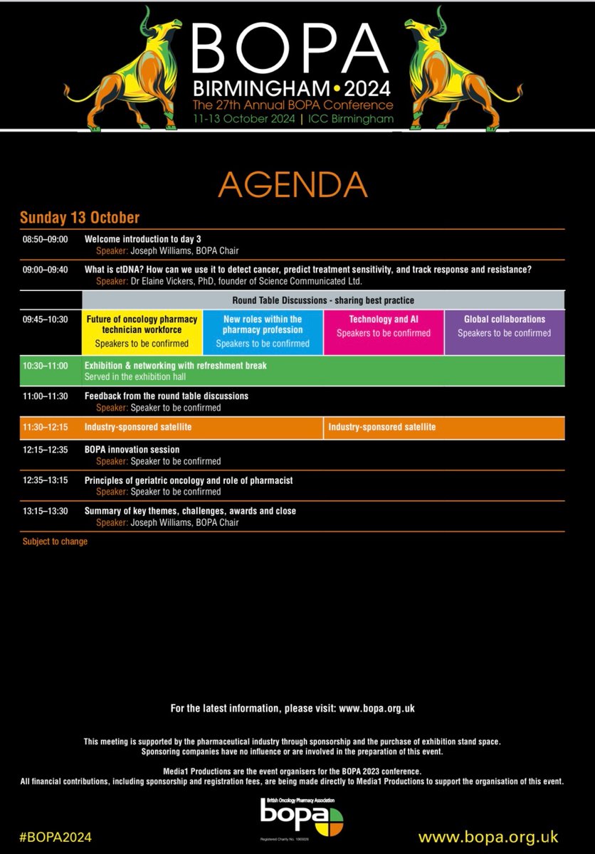 📣Updated ANNUAL #BOPA2024 CONFERENCE AGENDA, please read through the updated agenda shown below. Link below: bopa.org.uk/resources/the-… #BOPA2024 #oncology