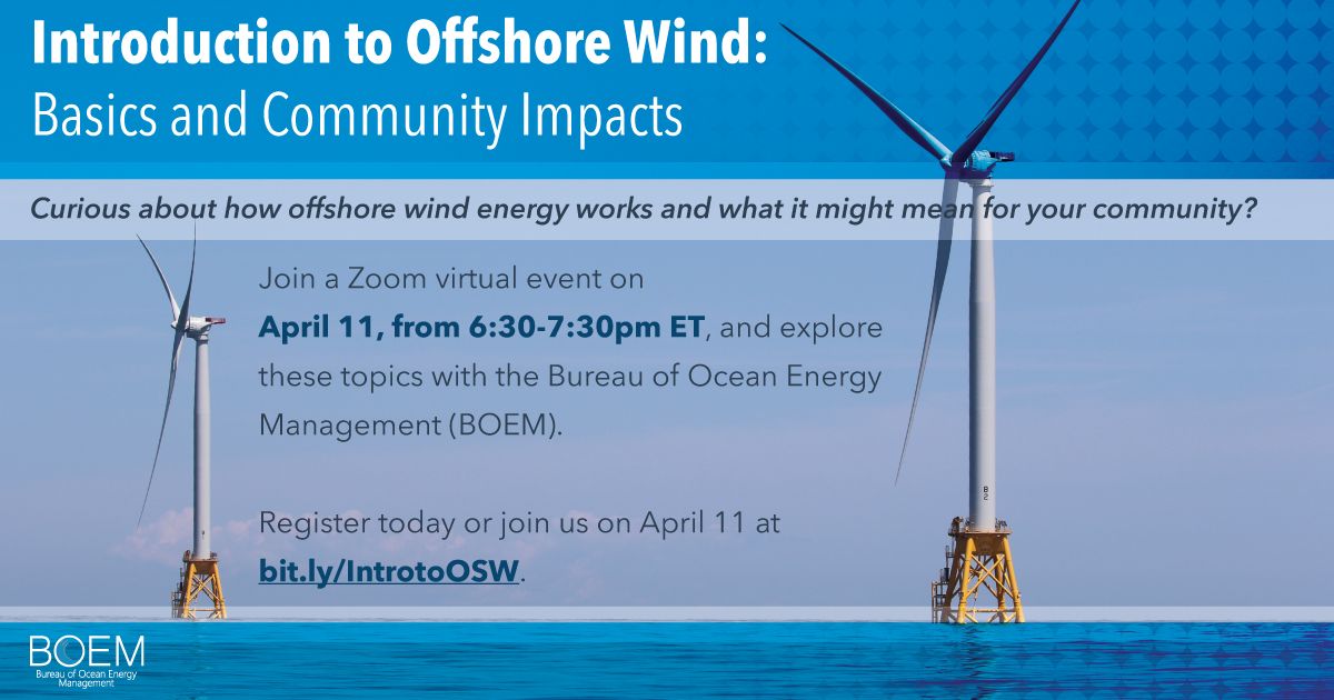 PowerHouse Texas (@powerhouse_tx) on Twitter photo Want to learn more about offshore wind? The Bureau of Ocean Energy Management <a href="/BOEM/">Bureau of Ocean Energy Management</a> is leading an 𝗜𝗻𝘁𝗿𝗼𝗱𝘂𝗰𝘁𝗶𝗼𝗻 𝘁𝗼 𝗢𝗳𝗳𝘀𝗵𝗼𝗿𝗲 𝗪𝗶𝗻𝗱 today from 5:30-6:30pm Central.
Register here: lnkd.in/esYbrfcK Want to learn more about offshore wind? The Bureau of Ocean Energy Management <a href="/BOEM/">Bureau of Ocean Energy Management</a> is leading an 𝗜𝗻𝘁𝗿𝗼𝗱𝘂𝗰𝘁𝗶𝗼𝗻 𝘁𝗼 𝗢𝗳𝗳𝘀𝗵𝗼𝗿𝗲 𝗪𝗶𝗻𝗱 today from 5:30-6:30pm Central.
Register here: lnkd.in/esYbrfcK