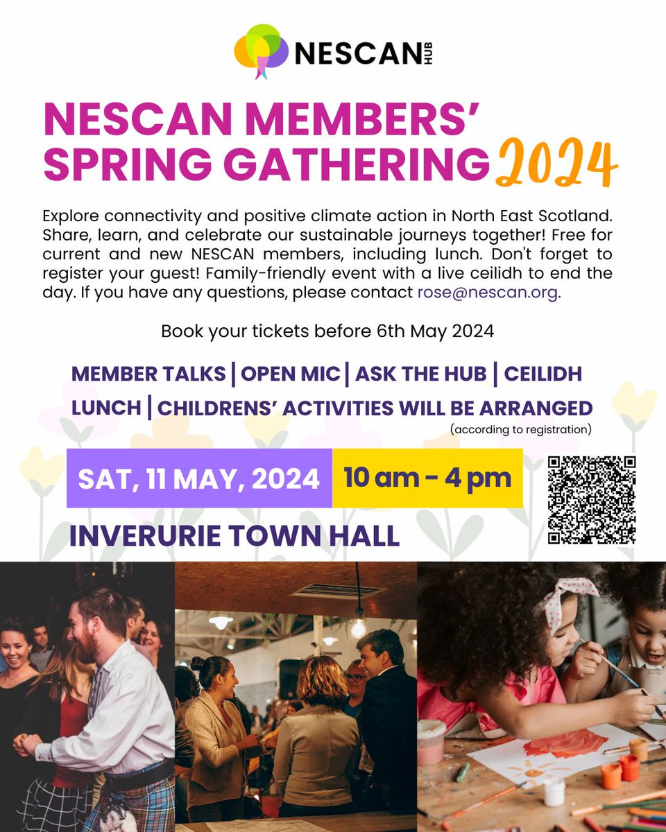 📢 NESCAN Members' Spring Gathering 2024 on Saturday, 11th May 2024 at Inverurie Town Hall from 10 am to 4 pm. Find more info and get your FREE tickets now! ticketsource.co.uk/nescanhub/nesc… Share among your network and to all who would be interested to know what our network offers! 🙌🏽