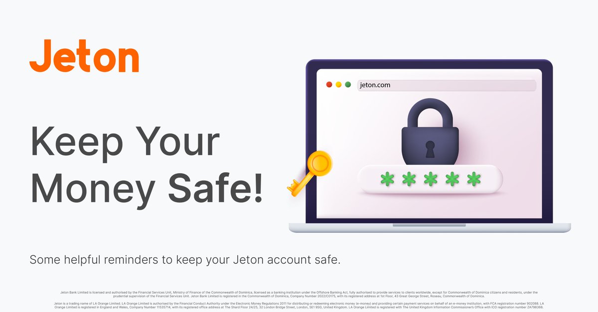 Jeton knows the importance of keeping your money safe 🔐 Here are a couple of quick reminders for you to continue using Jeton with peace of mind 🚀 - You may be contacted by people who impersonate Jeton online and ask for your personal, financial or login details. - These…