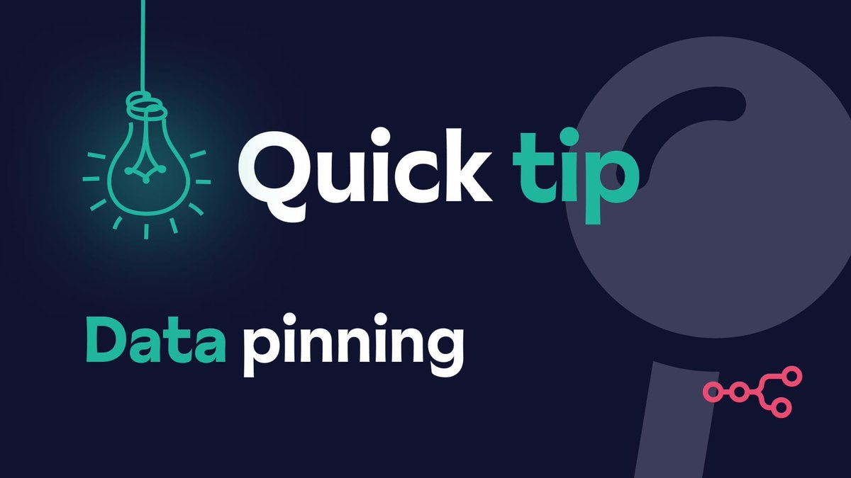 n8n quick tip: Did you know you can ‘pin’ data during development, and edit it as needed? Read more here: buff.ly/3vMoB3X #n8n-tips #automation