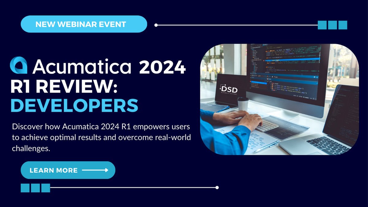 DSDinc's tweet image. Ready to revolutionize your workflow as a developer? Join us TODAY, April 11th, for our webinar on Acumatica 2024 R1 Review: Developers Edition and unlock game-changing solutions! From improved reporting flex... event.on24.com/eventRegistrat… dsdinc.com/2024/03/25/acu…   #DeveloperInsights