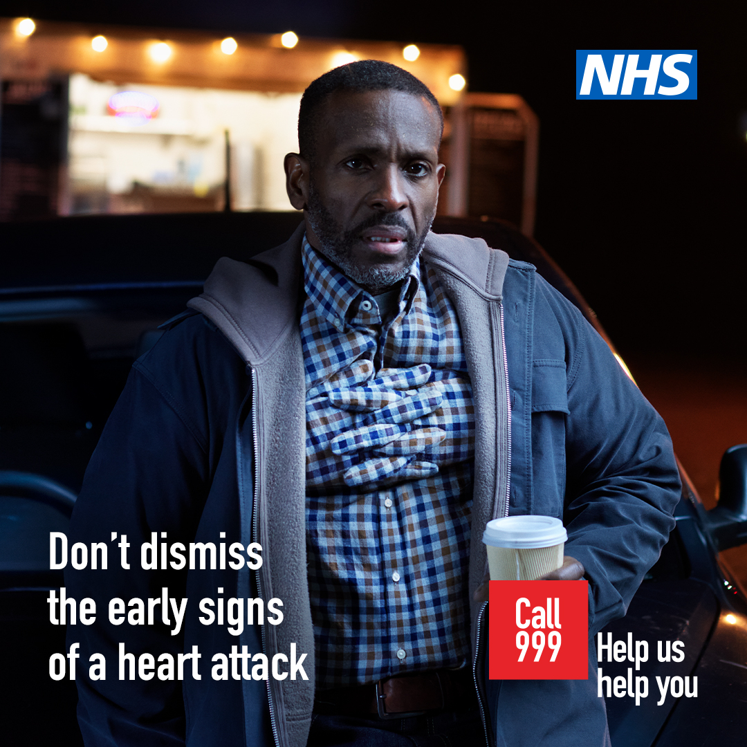 The early signs of a heart attack can include squeezing across the chest and a feeling of unease. It’s never too early to call 999 and describe your symptoms. #HelpUsHelpYou