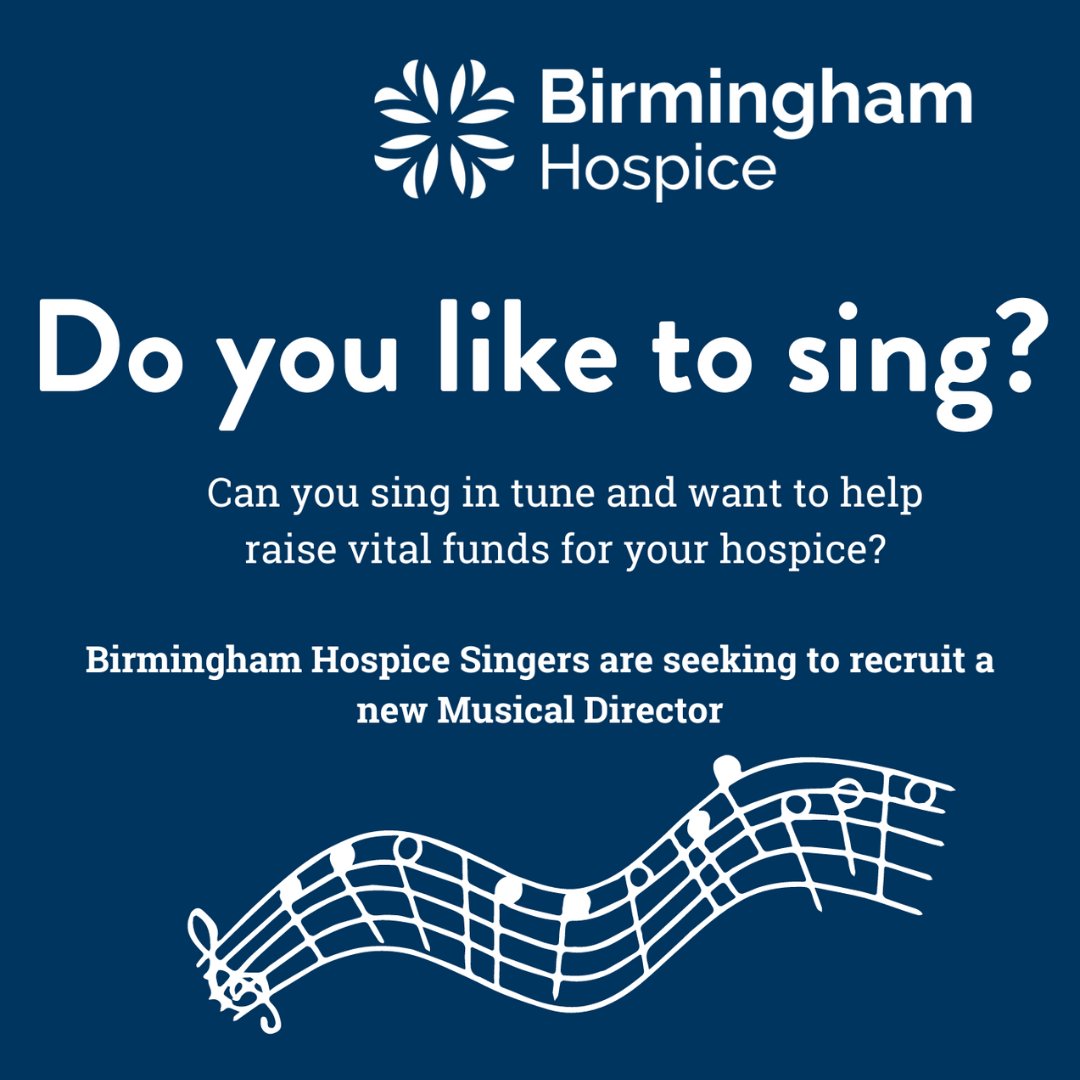 Do you like to sing? Birmingham Hospice Singers are in need of a new Voluntary Musical Director! 🎶 If you are interested in the role or would like further information, please contact 0121 465 2009, or email fundraisevol@birminghamhospice.org.uk.