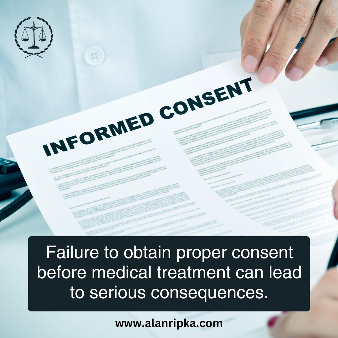 AlanRipka's tweet photo. Failure to obtain proper informed consent is a serious breach of patient rights. When medical professionals fail to adequately inform patients about the risks, benefits, &amp; alternatives of a proposed treatment or procedure, it can lead to dire consequences. We can help. #GetRipka https://t.co/ozJzLWflm1
