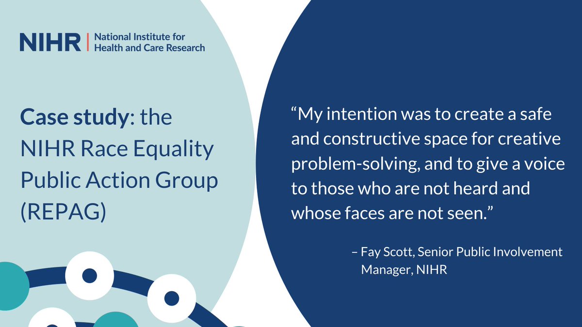 Take a look at this case study on the work of the NIHR Race Equality Public Action Group (REPAG), a group committed to improving race equality in health and care research. Learn more about the ways this group has worked, and the impact they’ve achieved: learningforinvolvement.org.uk/content/resour…