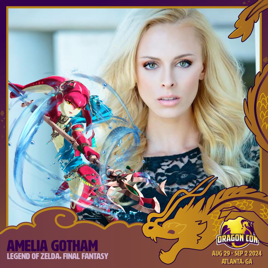 Super excited that the Sage of Water herself, <a href="/gotham_amelia/">Amelia Gotham</a>, will be joining us at #DragonCon2024! Both because we love Tears of the Kingdom, but also...a reminder to hydrate!