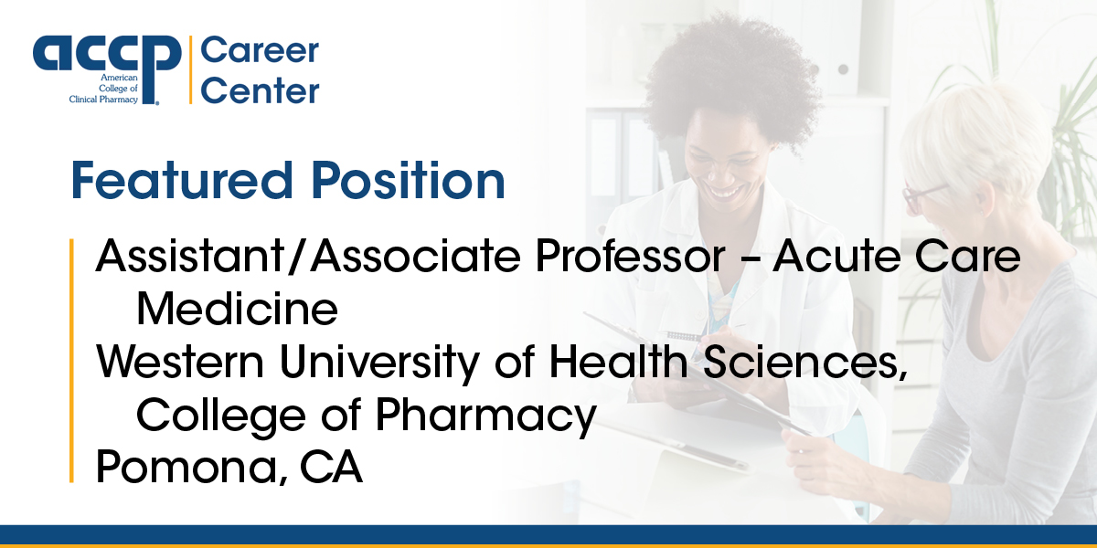 Applicants should have a Pharm.D. degree from an accredited college of pharmacy and postgraduate training/clinical experience in internal medicine/acute care (any specialty area) with some didactic and experiential teaching preferred. Apply: ow.ly/OZP950QuY9x