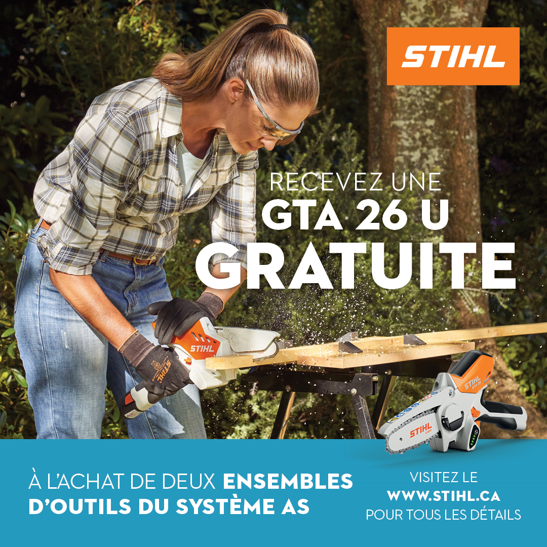 Rehaussez le look de votre cour! 🛠️ 
Achetez deux ensembles d’outils du système AS et recevez une unité STIHL GTA 26 GRATUITE! Visitez le shop.stihl.ca pour plus de détails. Profitez de cette offre! 
🔥

#STIHL  #promo #batterie #entretiendelapelouse