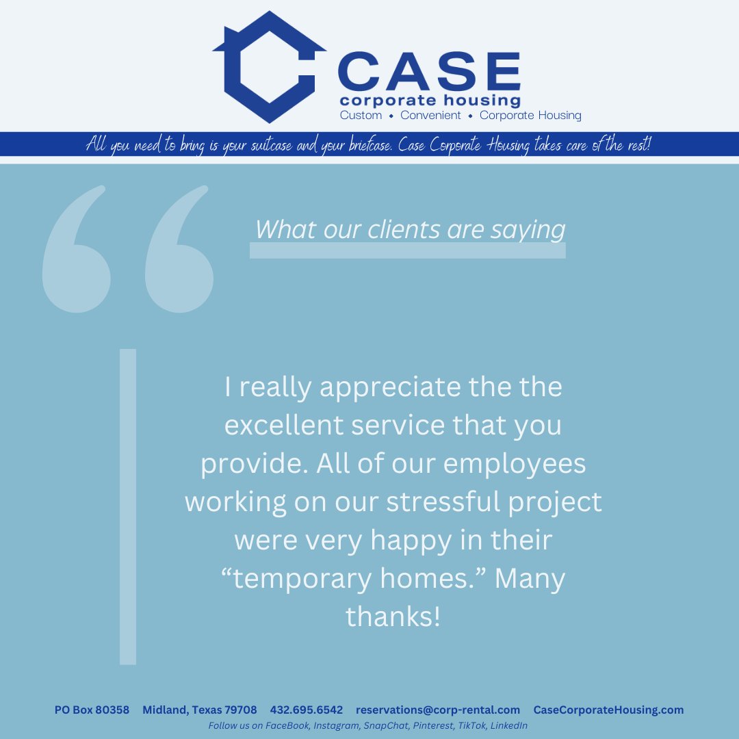 Let Case Corporate Housing Take Care of You!

 #CaseCorporateHousing #CorporateHousing #ShortTermHousing #ExtendedStay #FurnishedApartments #TemporaryHousing #BusinessTravel #Relocation #StayWithUs #HomeAwayFromHome