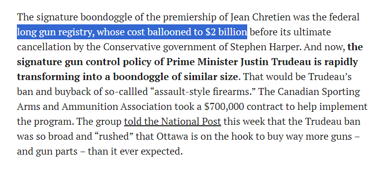 .@nationalpost pro-gun #bias showing again with this unearthing of old but enduring #myth about long-gun-registry cost. We challenge anyone to show actual source of '2billion$' price tag (media doesn't count). 2002+2006 Auditor General reports estimated cost of ENTIRE Firearms
