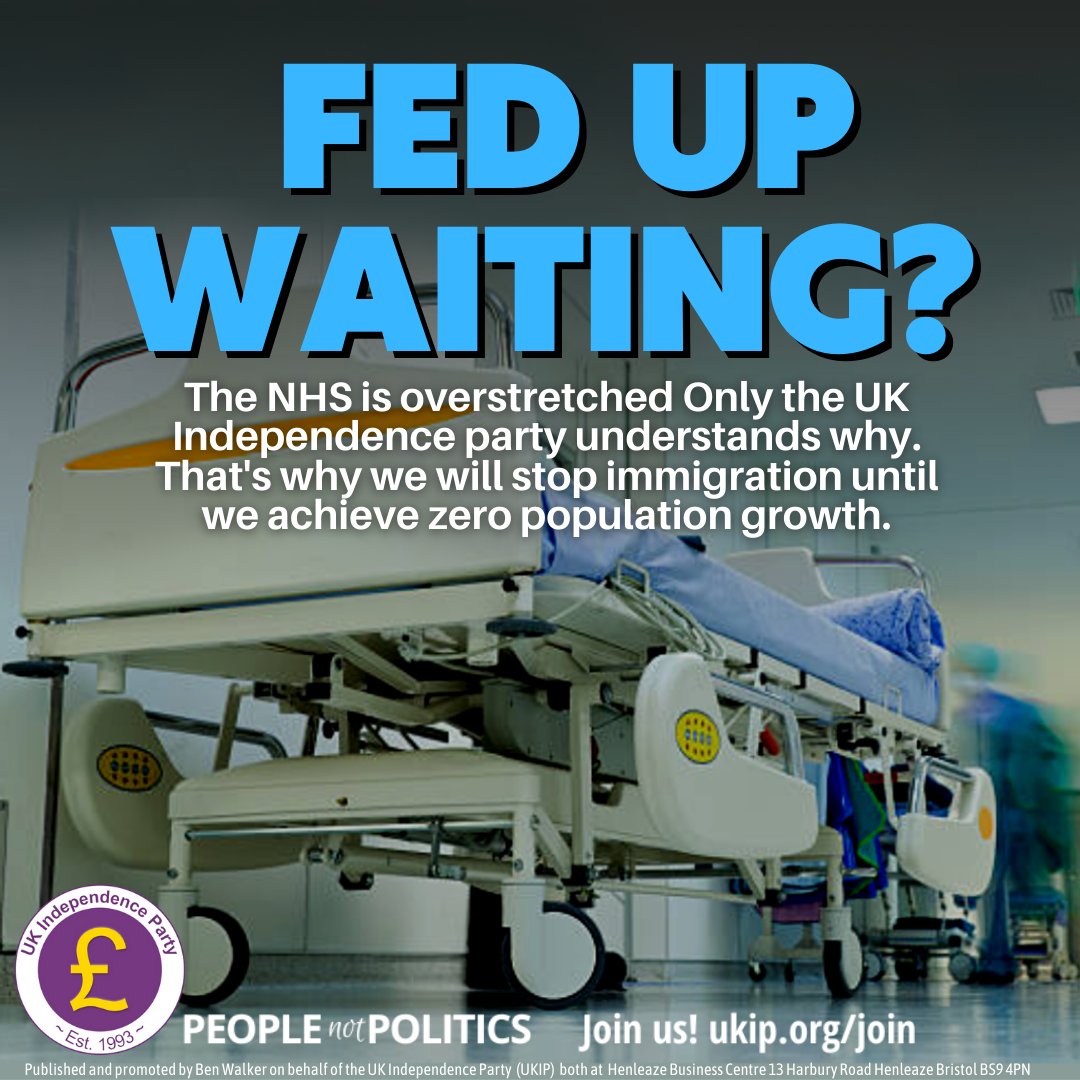 UKIP's tweet image. Our #NHS is a National Health Service. It is not an International Health Service. Years of increased demand for GP appointments due to mass uncontrolled immigration under #LibLabCon governments is making GP appointments impossible to find. #VoteUKIP