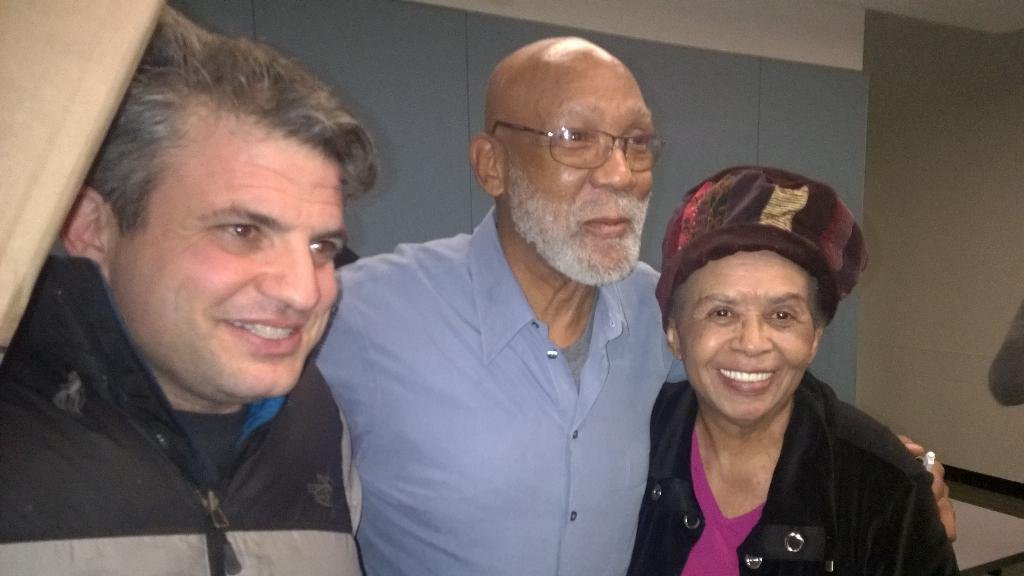 We just wrapped up weekly WPFW radio show 'The Collision: Where Sports and Politics Collide' where we also paid tribute to Civil Rights Icon Dorie Ladner who just passed (RIP). Told @EdgeofSports that I had a pic of him with her and sports legend John Carlos. Found it!