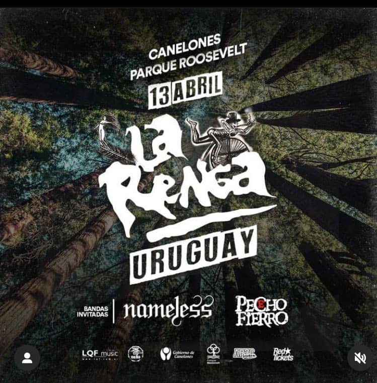 Llega la banda Argentina de hard rock @larenga a Uruguay.
Con tremendas bandas en la apertura @namelessuruguay y @pechoefierro 🤘🏽

Te esperamos! Sábado 13 de abril en el @parque_roosevelt 

Entradas en venta en @redtickets.uy 

#CanelonEScultura #bandas #rock