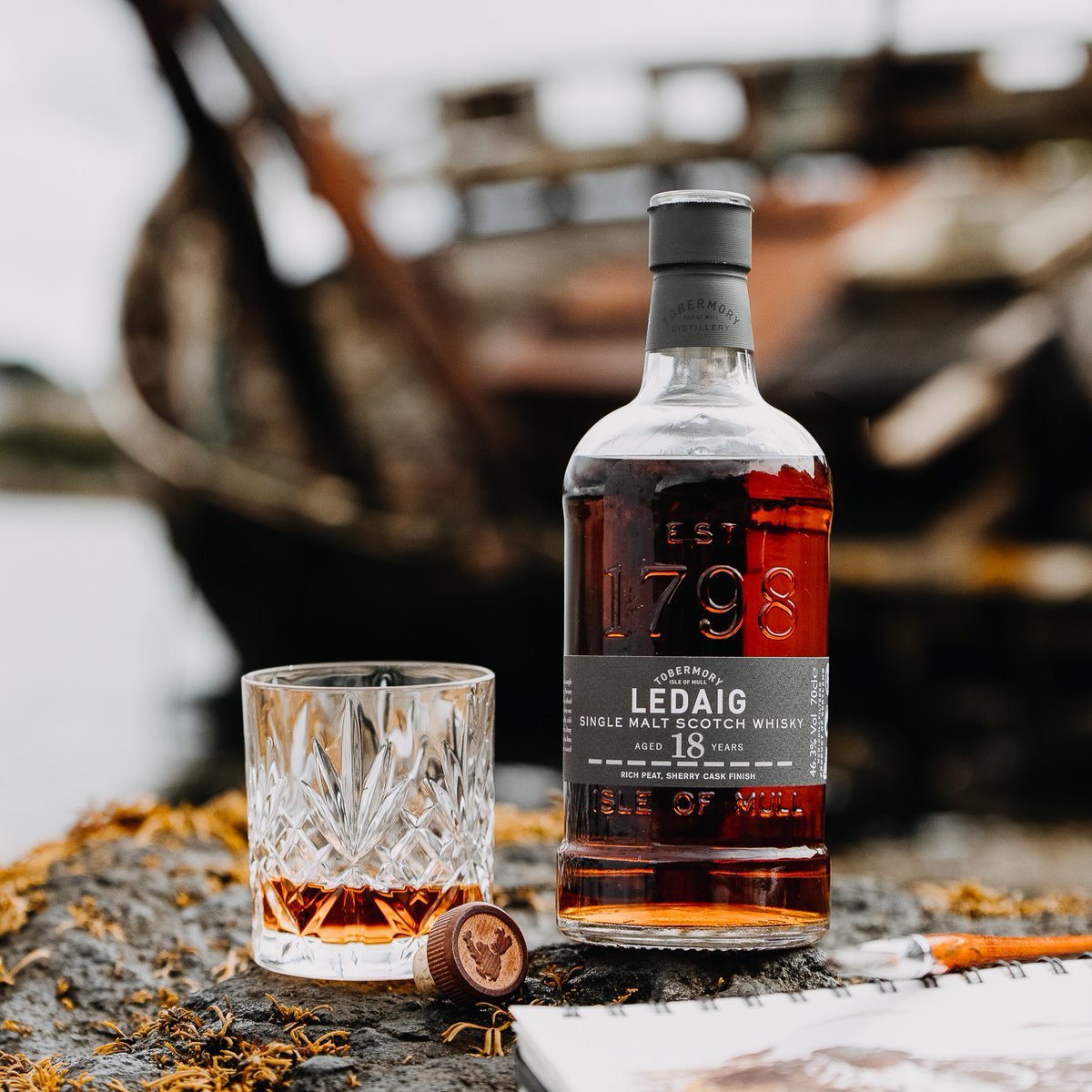 Ledaig 18 Year Old | bit.ly/3xAMPPn Awarded Whisky of the Year in 2023, this Ledaig 18 Year Old is a fruity, peaty whisky from Tobermory, finished in sherry casks, balancing sweet, floral aromas with rich smoke and sea salt on the palate.