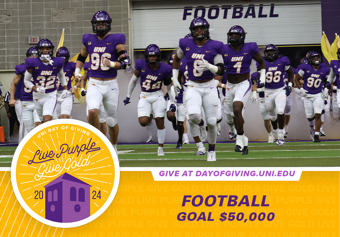 💜 Get excited! #LivePurpleGiveGold is today! Your gifts make an incredible difference in the lives of our student-athletes! 👉 Learn more or make your gift at givecampus.com/ea3e6p #EverLoyal #1UNI