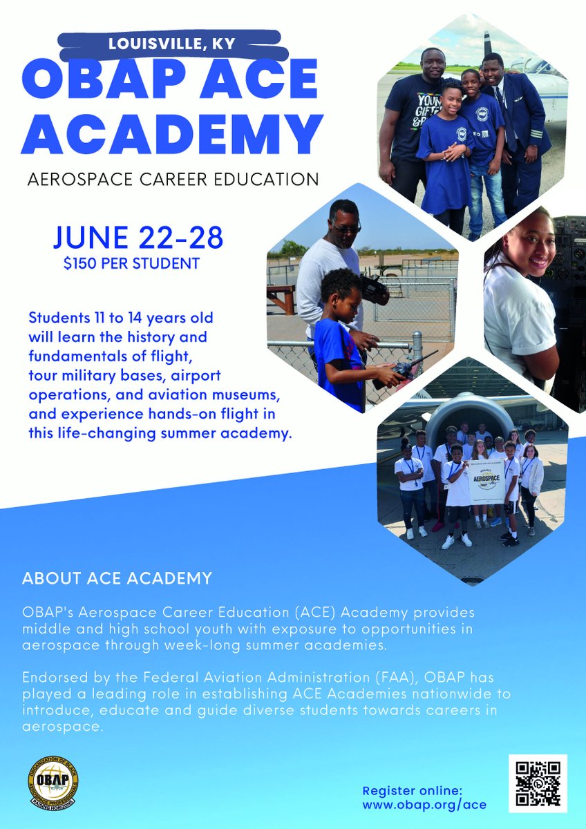 Join the OBAP ACE Academy Aerospace Career Education Summer Program for pre-teen and teenagers. Registration ends on April 15, 2024. Register today at obap.org/ace. #ssclive @kwcosby