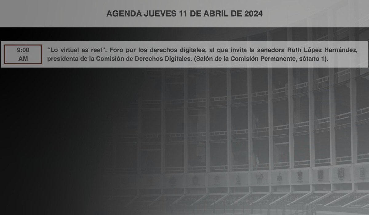 📌 Consulten la agenda de #HoyEnElSenado.