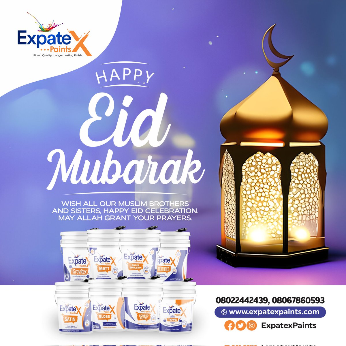 expatexpaints's tweet image. Season&apos;s Greetings From Expatex Paints. Happy Eid Mubarak 🌈☘️🌈